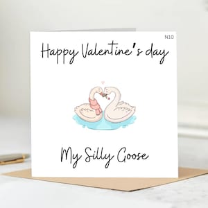 Silly Goose, biglietto di San Valentino, biglietto divertente, biglietto romantico, biglietto personalizzato. Semplice, regalo moderno di San Valentino. Biglietto per la mia fidanzata 6x6