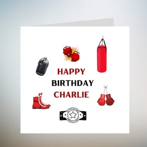 Carte d'anniversaire personnalisée boxeur - carte de boxe pour fils frère papa oncle grand-père 6 x 6