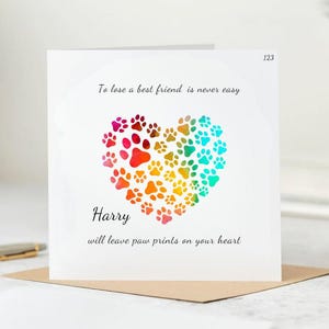 Pensando en ti Con condolencias por la pérdida de tu perro Tarjeta - Tarjeta de condolencias por la pérdida de un perro - Tarjeta personalizada por la pérdida de una mascota 6x6