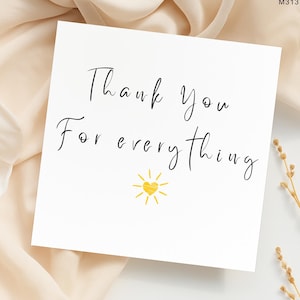 Thank You For Everything - Thank You Card - Personalised Card,6x6