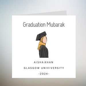 Carte Moubarak de graduation personnalisée, cadeau de graduation, carte de graduation, cadeau d’éducation islamique, université, collège, carte de graduation 6x6