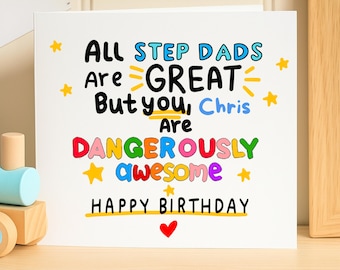 Tarjeta de cumpleaños personalizada para padrastro - Tarjeta con nombre personalizado para padrastro - Regalo genial para padrastro - Tarjeta de cumpleaños para padrastro de parte de su hijastro/a - Chris