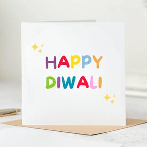 Happy Diwali Card, Festival of Light, Diwali-wenskaart, kleurrijke kaars Diwali Card, voor familie vrienden zoon dochter moeder vader 6 x 6