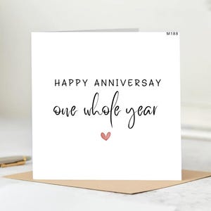 Kaart 1 jaar voor echtgenoot, vrouw kaart 1e verjaardag, kaart 1 jaar voor vriend, voor vriendin, verjaardag 6 x 6