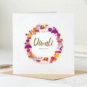 Happy Diwali Card, Festival of Light, Diwali-wenskaart, kleurrijke kaars Diwali Card, voor familie vrienden zoon dochter moeder vader 6 x 6
