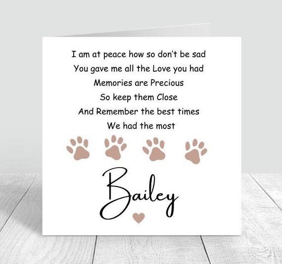Personalised Pet Sympathy Card – Handmade Dog Loss Greeting Card With Envelope, 6x6