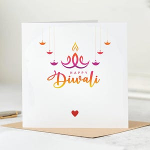 Happy Diwali Card, Festival of Light, Diwali-wenskaart, kleurrijke kaars Diwali Card, voor familie vrienden zoon dochter moeder vader 6 x 6