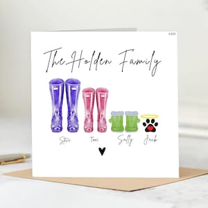 Biglietto d'auguri per la famiglia Wellie - Biglietto d'auguri per compleanno, regalo per la mamma, biglietto per il papà, biglietto d'auguri personalizzato per la famiglia, biglietto d'auguri per annuncio, biglietto per nascita, biglietto per la famiglia 6x6