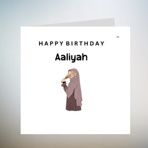 Carte d'anniversaire personnalisée soeur musulmane, carte de joyeux anniversaire femmes hijabi, carte de voeux islamique, carte personnalisée, carte d'anniversaire souvenir 6 x 6