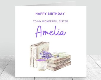 Carte d'anniversaire soeur personnalisée, carte d'anniversaire soeur personnalisée, joyeux anniversaire soeur, anniversaire soeur, carte de voeux soeur 6 x 6