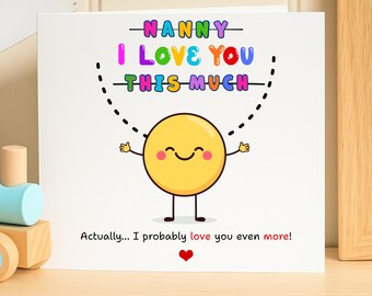 Nanny Card, Love You This Much, Nanny Birthday Card, Gift for Nanny, Cute Nanny Card, Grandmother Gift, Personalised Nanny Greeting Card