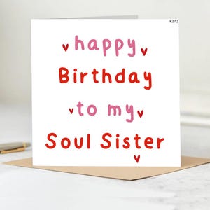 Cartão de Feliz Aniversário para Minha Irmã de Alma | Aniversário de Melhor Amiga, Aniversário de Melhor Amiga, Cartão de Amizade, Amo Você, Melhor Amiga, Alma Gêmea | 6x6