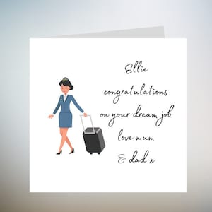 Hôtesse de l'air, hôtesse de l'air, carte pour hôtesse de l'air, carte pour hôtesse de l'air, carte pour elle, personnel de cabine, steward, commissaire de bord, anniversaire 6 x 6