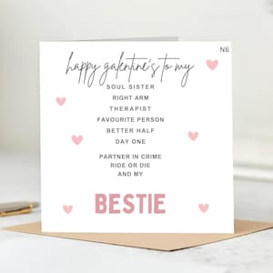 Galentines-dagkaart, Galentines-kaart voor beste vriend, Galentines-cadeau, vriend Galentines-kaart, Bestie-kaart, Galentines-dag, Valentijnsdag 6 x 6