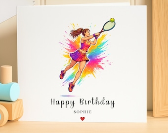 Tennis Geburtstagskarte, personalisiertes Geburtstagsgeschenk, Tennis Spieler Karte, Sport Geburtstagsgeschenk, Benutzerdefinierte Namenskarte, Tennis-Liebhaber Geschenk, Geburtstagskarte