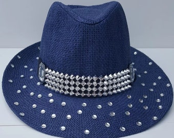 sombrero, sombrero de paja, diseño de sombrero, azul salsa