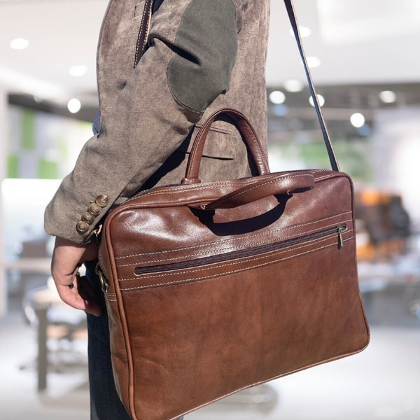 Leather Briefcase - Etsy