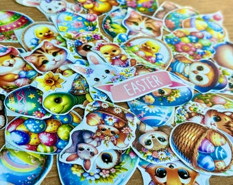 Ostern Aufkleber - Große bunte Osteraufkleber Set, 35 Aufkleber für Kinder oder Erwachsene, perfekt für Ostern Basteln, süßes Geschenk für Mädchen oder Jungen