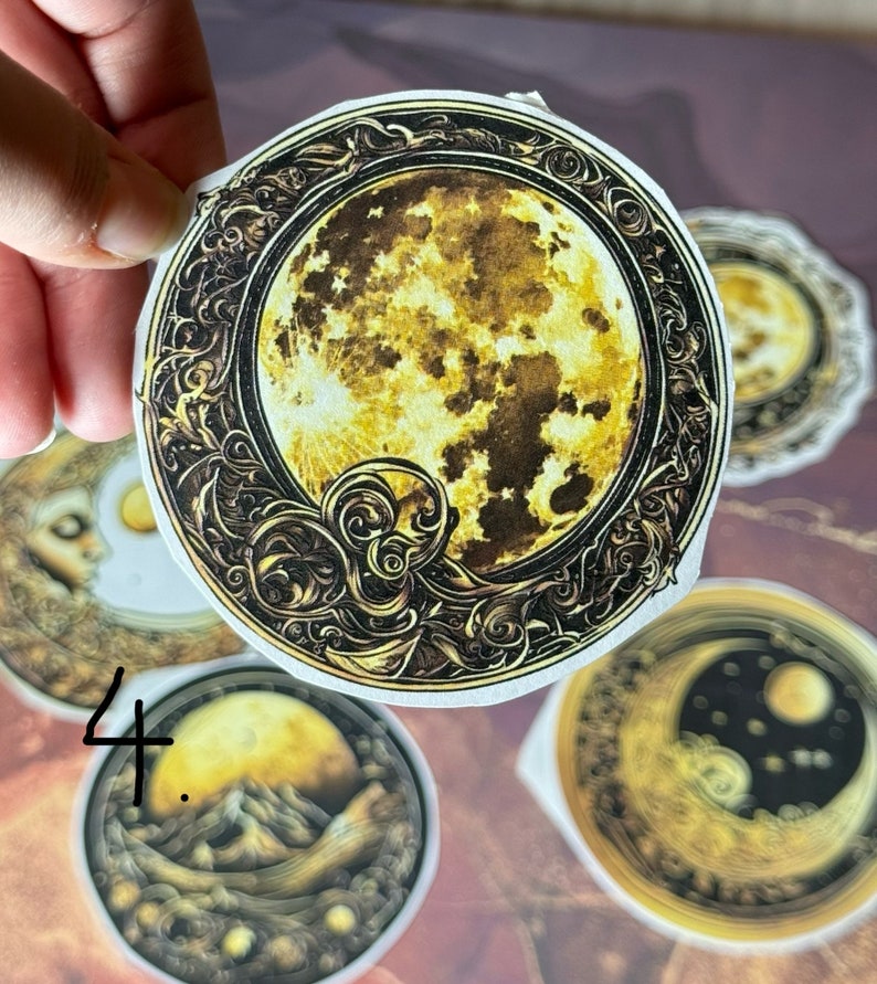Golden Moon Sticker - 1 Big Easy to Peel Sticker - Perfect for Crafting ...