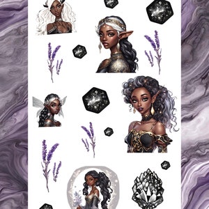 Magical Elf Sticker Vel 2 (lavendel) - 1 vel glanzende stickers - 18 plannerstickers, scrapbooking, junkjournaling, knutselen, bujo