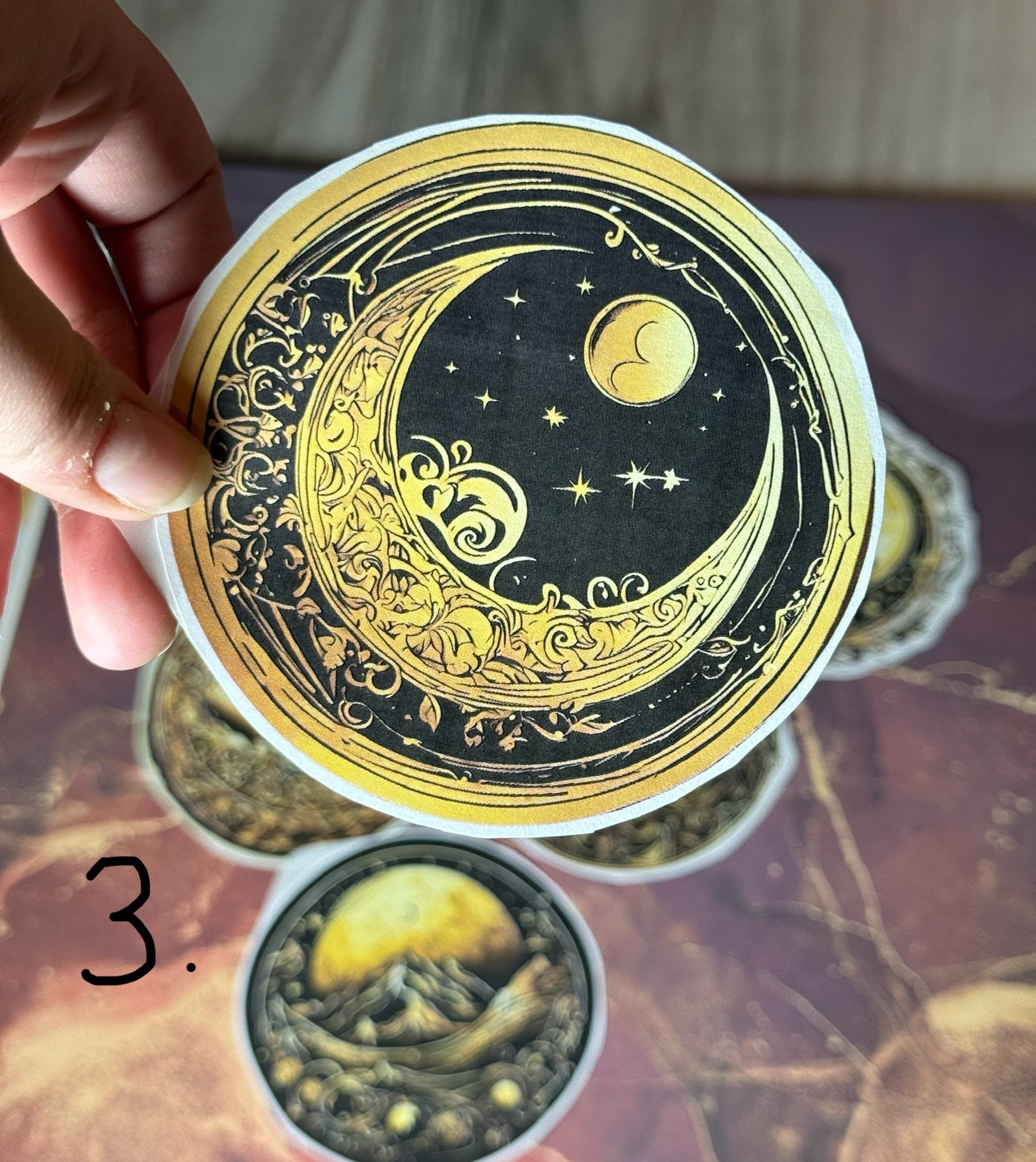 Golden Moon Sticker 1 Big Easy to Peel Sticker Perfect for Etsy