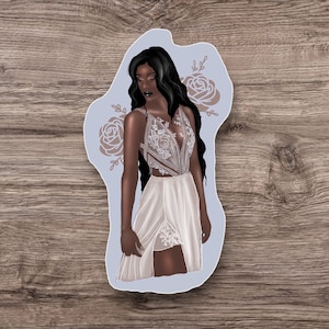 Adesivo de noiva sonhadora, adesivos de menina negra, adesivos desenhados à mão, adesivos fáceis de descascar, adesivos de planejador, adesivo bujo, materiais de artesanato