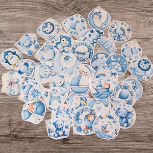Baby Boy - Stickers, 35+ zwangerschapsstickers, geweldig voor babyshower of kaartknutsels, leuk moederdagcadeau, sticker met eenvoudig te verwijderen kinderkamerthema