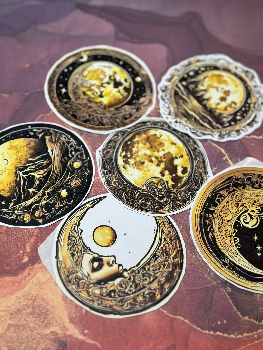 Golden Moon Sticker 1 Big Easy to Peel Sticker Perfect for Etsy