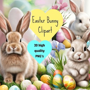 Easter Bunny Clipart - 20 High Quality PNG’s -easter clipart, bunny clipart, digital easter bunny stickers, easter crafting, transparent png