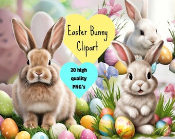 Easter Bunny Clipart - 20 High Quality PNG’s -easter clipart, bunny clipart, digital easter bunny stickers, easter crafting, transparent png