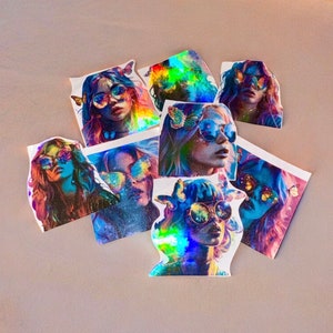 Ragazze luminose - Adesivi, adesivi impermeabili olografici, adesivi facili da staccare, perfetti per decorare, pianificatori, bujo e scrapbooking