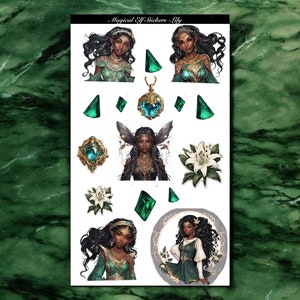 Magical Elf Sticker Vel 1 (Lily) - 1 vel glanzende stickers - 16 plannerstickers, bullet journal, junkjournaling, knutselen, plakboek
