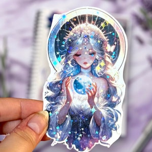 The Moon Girl (3) - Adesivo, adesivi glitterati impermeabili, adesivi facili da staccare, adesivi per pianificatori, adesivi in vinile, scrapbooking, bujo, calendario