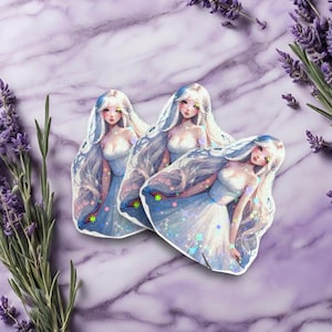The Moon Girl (2) -Adesivo, adesivos à prova d'água fáceis de descascar, adesivo com glitter, adesivos de planejador, criação de cartões, scrapbooking, bujo, calendário