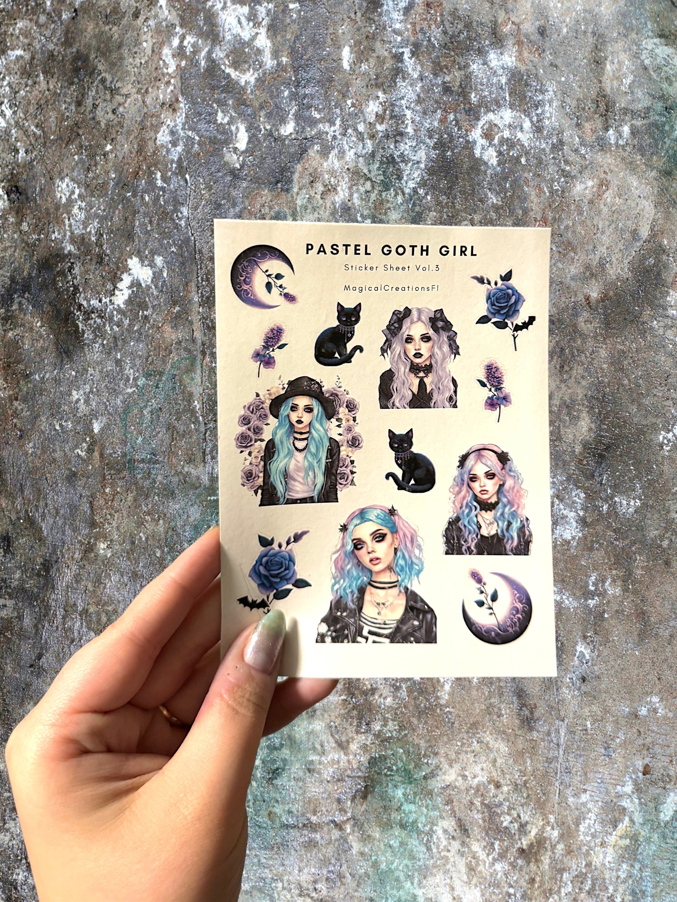 Pastel Goth Girl Sticker Sheet Vol.3 - Stickers - Pastel Goth Girl ...