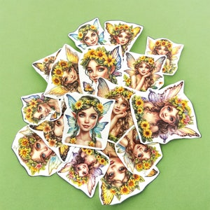 Adesivi fata girasole - adesivi da 16 pezzi perfetti per lavori creativi, journaling, creazione di cartoline, scrapbooking ecc