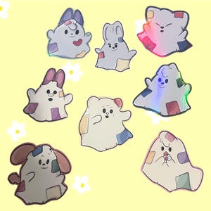 Pegatinas holográficas de fantasmas de Halloween inspiradas en SKZOO / Pegatinas laminadas para portátiles, botellas de agua o artículos de papelería, etc. Arte de fan de Kpop