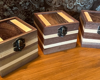 Walnut Maple Small Box - Homemade - 3-1/2x3-1/2x3 - Hinges & Latch