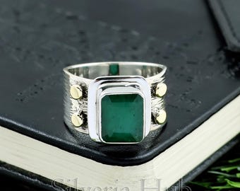 エメラルドパールリング：スターリングシルバーのツートンフラワー