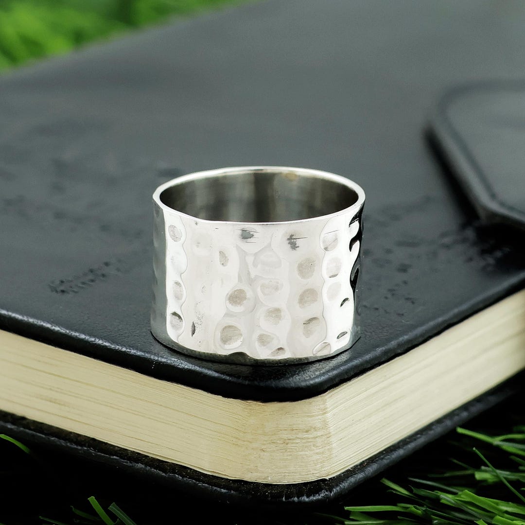 Handmade Sterling Silver Wide Band Ring: Textured Statement Jewelry - Etsy