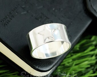 Handgemaakte sterlingzilveren sterring: dikke statement-sieraden