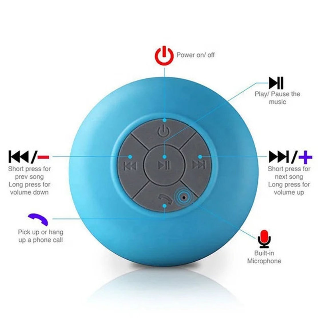SHOWER WIRELESS BT Speaker | Round Outdoor Floating Waterproof Speaker ...