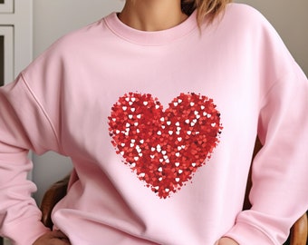 Doodle Heart Shirt, Suéter de San Valentín, Sudadera de San Valentín Regalo del Día de San Valentín Mamá San Valentín Linda Camisa de Corazón Mujeres Camisa de San Valentín