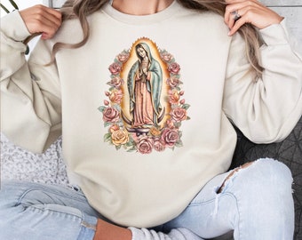 Regalo Católico, Sudadera María, Camisa Ave María, Camisa Mariana, Sudadera de Fe, Sudadera Religiosa, Regalo Cristiano, Nuestra Señora de Guadalupe