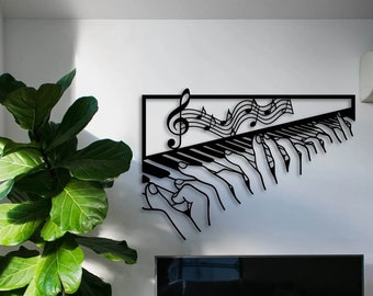Piano Metal Wall Art, Bedroom Decor Women, Piano Keys Art, Wall Decor Over The Bed, Framed Art Piano, Outdoor Garden and Decor, Room Decor