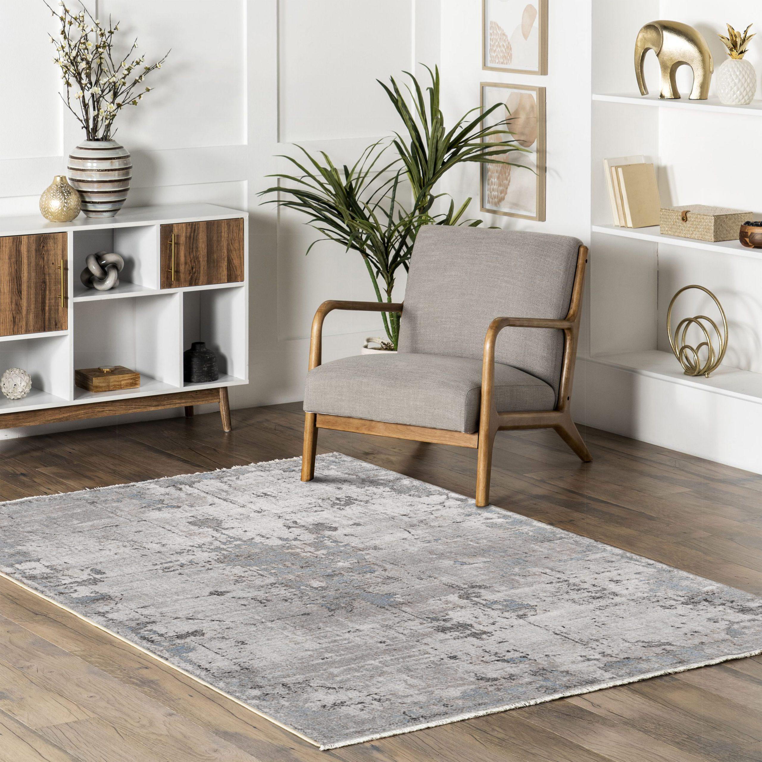 Gray Beige Abstract Double-sided Area Rug for Living Room Bedroom and ...