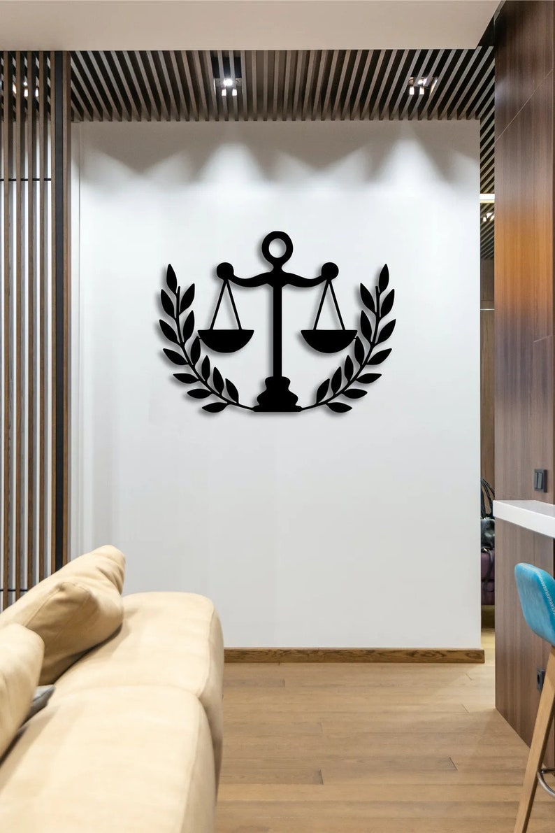 Scales of Justice Metal Wall Art, Business Sign for Wall, Large Wall ...