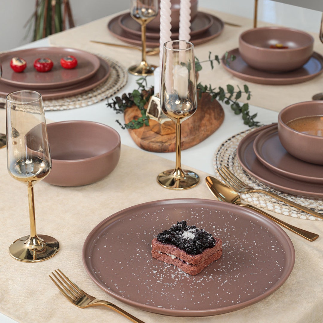 18 Pieces Dinnerware Set for 6 Persons CERAMIC MATTE FLAT Dinnerware