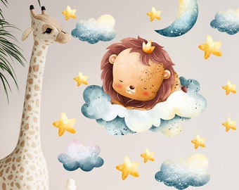 Cute Sleeping Lion Nursery Wall Decal Sticker Set Removable Decals
