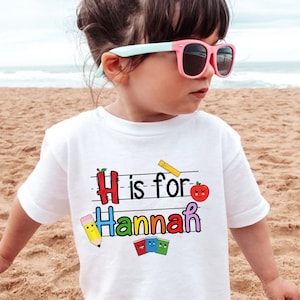 Custom Kids Name Back To School Shirt Shirt, Toddler First Day of School Tee Kindergarten Shirt With Name, First Day School Outfit